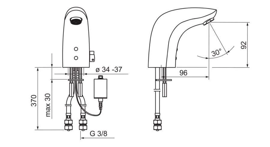 Hansa Electra - Eelektronische Wastafel Kraan, Bluetooth, Chroom 64412219 4 Hansa Electra - Eelektronische Wastafel Kraan, Bluetooth, Chroom 64412219 - Afbeelding 2