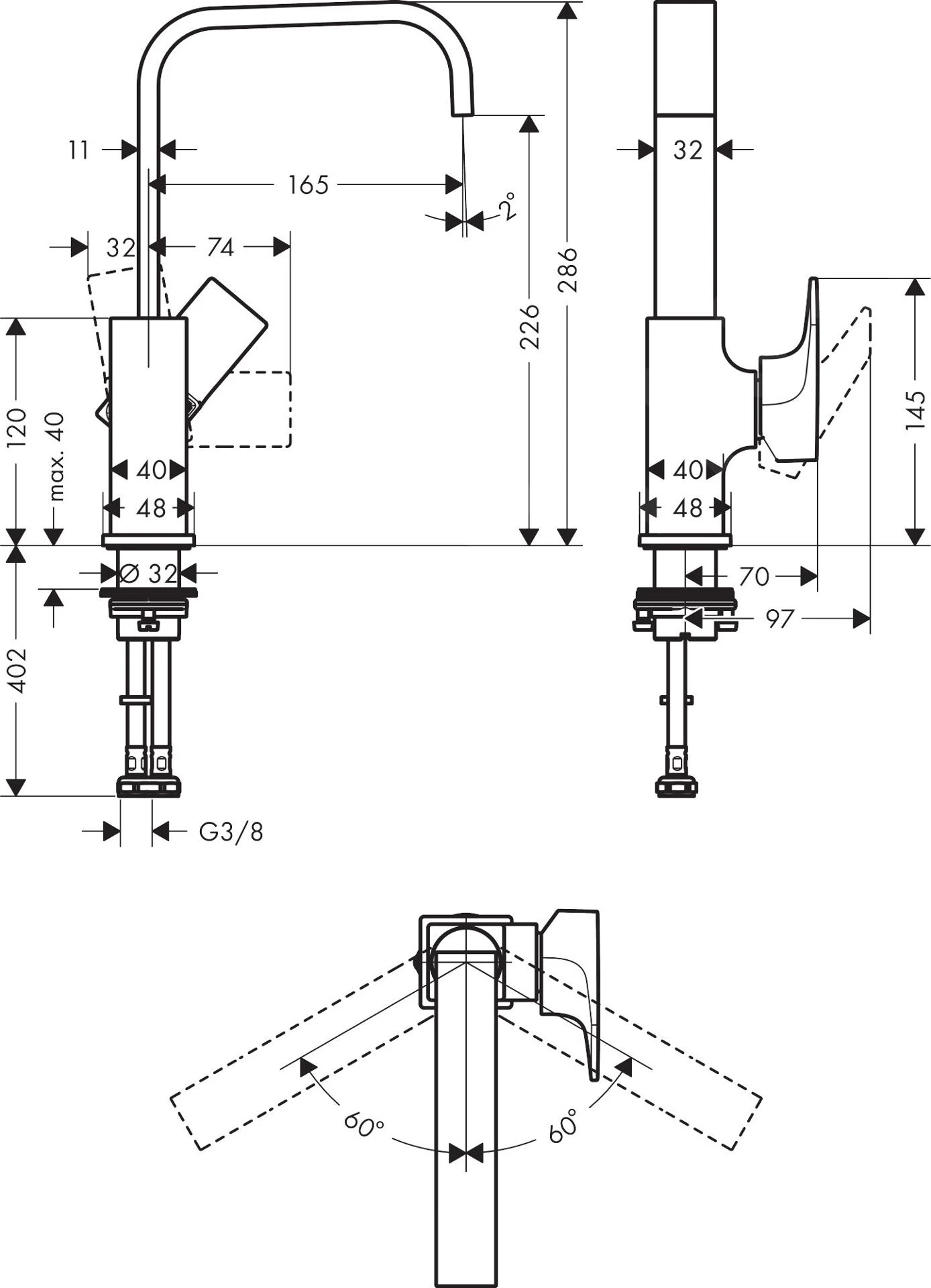 Hansgrohe Metropol - Wastafelkraan Met Afvoergarnituur Push-Open, Mat Zwart 32511670 4 Hansgrohe Metropol - Wastafelkraan Met Afvoergarnituur Push-Open, Mat Zwart 32511670 - Afbeelding 2