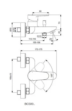 Ideal Standard Cerafine O - Badkraan Wandmontage, Zwart BC500XG -AquaKranen Verkoop 0db84187cb47865d6a3954e3