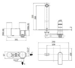 Paffoni Tango - Inbouw Wastafelkraan Incl. Inbouwdeel, Rvs TA105ST -AquaKranen Verkoop 0e090739241a56eaed22e232