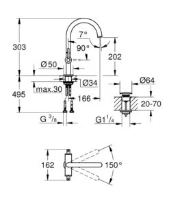 Grohe Atrio - Wastafelkraan Met Waste En Draaibare Uitloop, L-size, Geborsteld Hard Graphite 21022AL3 -AquaKranen Verkoop 1018847446d353d8ab686d5c