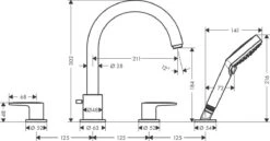 Hansgrohe Vernis Blend - Badrandkraan, 4-gats, Chroom 71456000 -AquaKranen Verkoop 10d0db4c7a25e7eb24f958ec