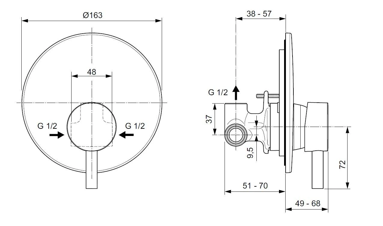 Ideal Standard CeraLine - Inbouwkraan Inclusief Inbouwdeel, Zwart A6940XG 4 Ideal Standard CeraLine - Inbouwkraan Inclusief Inbouwdeel, Zwart A6940XG - Afbeelding 2