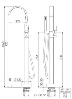 Steinberg 280 - Vrijstaande Badkraan, Rose Goud 280 1162 RG -AquaKranen Verkoop 1825d9db070eb27d0c692bbc