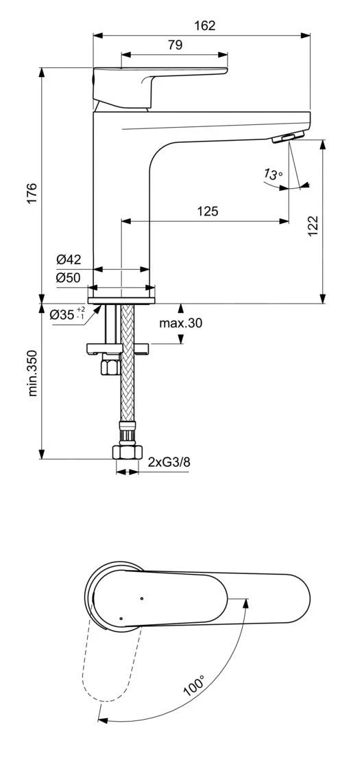 Ideal Standard Cerafine O - Wastafelkraan, BlueStart, Chroom BC700AA 4 Ideal Standard Cerafine O - Wastafelkraan, BlueStart, Chroom BC700AA - Afbeelding 2