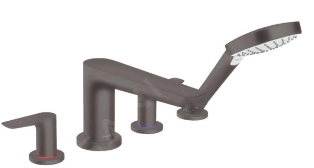 Hansgrohe Talis E - Badrand Kraan, 4 Gats Combinatie, Geborsteld Zwart Chroom 71748340 3 Hansgrohe Talis E - Badrand Kraan, 4 Gats Combinatie, Geborsteld Zwart Chroom 71748340