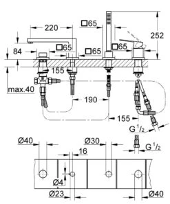 Grohe Eurocube - 4-gats Badrandcombinatie, Geborsteld Hard Graphite 19897AL1 -AquaKranen Verkoop 1b6d3ad51a6509364b9e2546