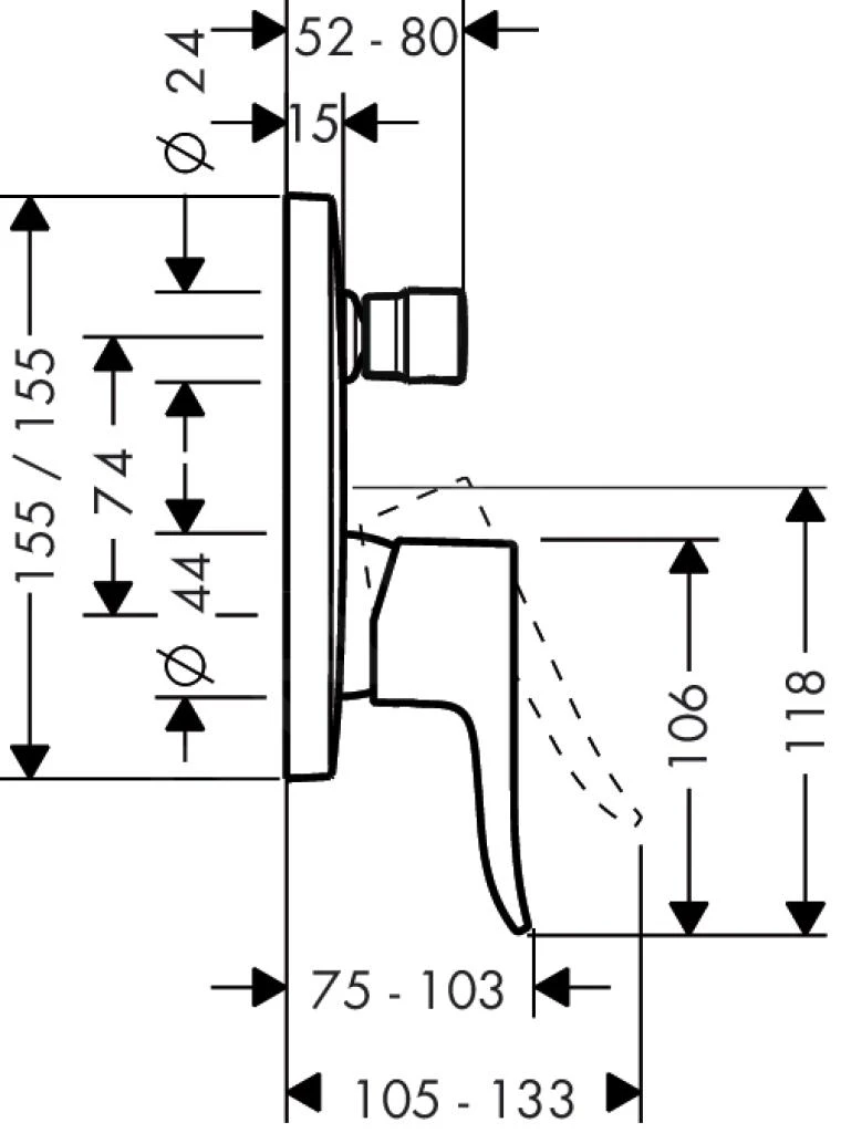 Hansgrohe Metris New - Badmengkraan Afbouwdeel, Chroom 31451000 4 Hansgrohe Metris New - Badmengkraan Afbouwdeel, Chroom 31451000 - Afbeelding 2