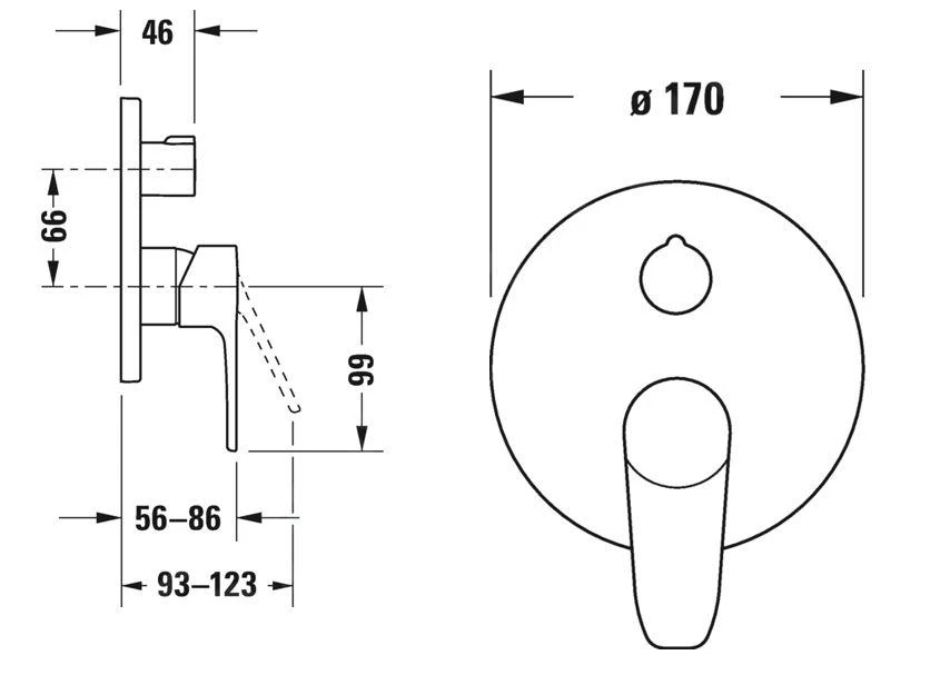 Duravit B.1 - Inbouw Thermostatische Badkraan, Voor 2 Functies, Chroom B15210018010 4 Duravit B.1 - Inbouw Thermostatische Badkraan, Voor 2 Functies, Chroom B15210018010 - Afbeelding 2