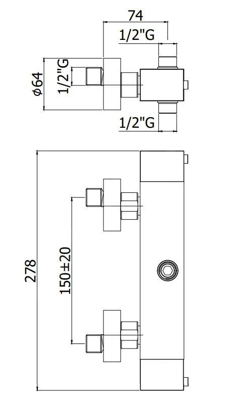 Paffoni Level - Thermostatische Douchekraan, 2 Uitgangen, Rvs LEQ269ST 4 Paffoni Level - Thermostatische Douchekraan, 2 Uitgangen, Rvs LEQ269ST - Afbeelding 2