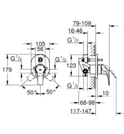 Grohe BauCurve - Inbouw Badkraan, Met Inbouwdeel, Chroom 29043000 -AquaKranen Verkoop 2943a69686ec498e06b96153
