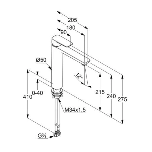 Kludi Pure&Easy - Badkraan, Chroom 402960575 4 Kludi Pure&Easy - Badkraan, Chroom 402960575 - Afbeelding 2