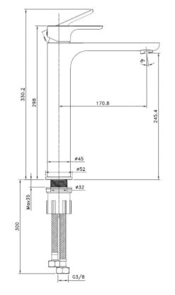 Kielle Vega - Wastafelkraan Voor Waskom, Mat Zwart 10118114 -AquaKranen Verkoop 2cf99021cd71df480bbca763
