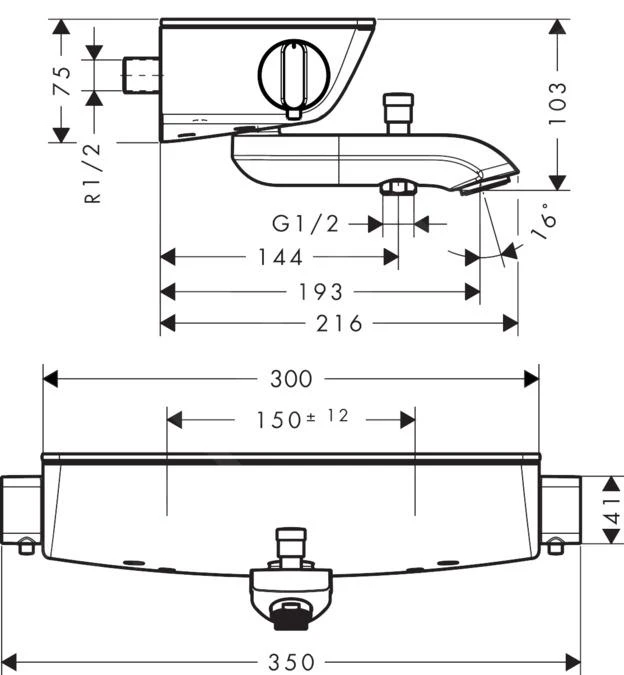 Hansgrohe Ecostat Select - Thermostatische Badkraan, Wit/chroom 13141400 4 Hansgrohe Ecostat Select - Thermostatische Badkraan, Wit/chroom 13141400 - Afbeelding 2