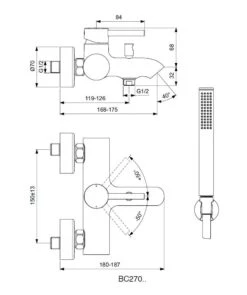 Ideal Standard CeraLine - Badkraan Wandmontage Incl. Accessoires, Zwart BC270XG 8 Ideal Standard CeraLine - Badkraan Wandmontage Incl. Accessoires, Zwart BC270XG -AquaKranen Verkoop 3665210b96d864f5ad33b13c