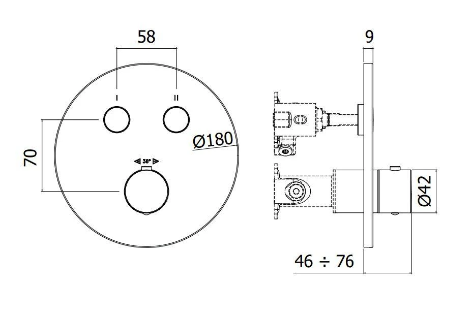 Paffoni Compact Box - Thermostatische Inbouwkraan, Voor 2 Uitgangen, Goud CPT018HG 4 Paffoni Compact Box - Thermostatische Inbouwkraan, Voor 2 Uitgangen, Goud CPT018HG - Afbeelding 2