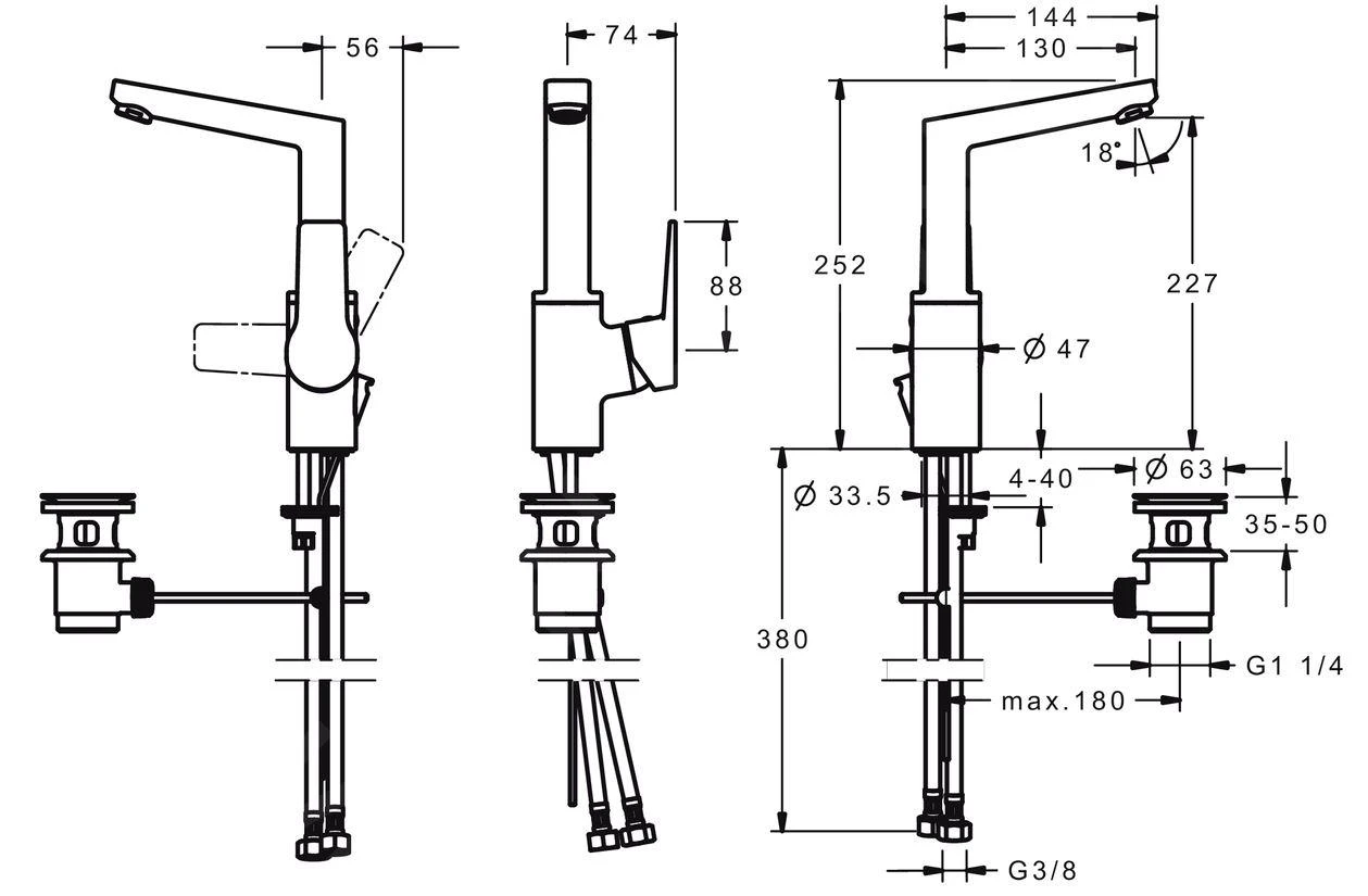 Hansa Twist - Wastafelkraan Met Waste En Draaibare Uitloop, Chroom 09542203 4 Hansa Twist - Wastafelkraan Met Waste En Draaibare Uitloop, Chroom 09542203 - Afbeelding 2