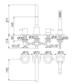 Steinberg 100 - Badrand Combinatie, 4-gats Installatie, Mat Zwart 100 2400 S -AquaKranen Verkoop 45d5e482b6f40647c28aa6dd 1