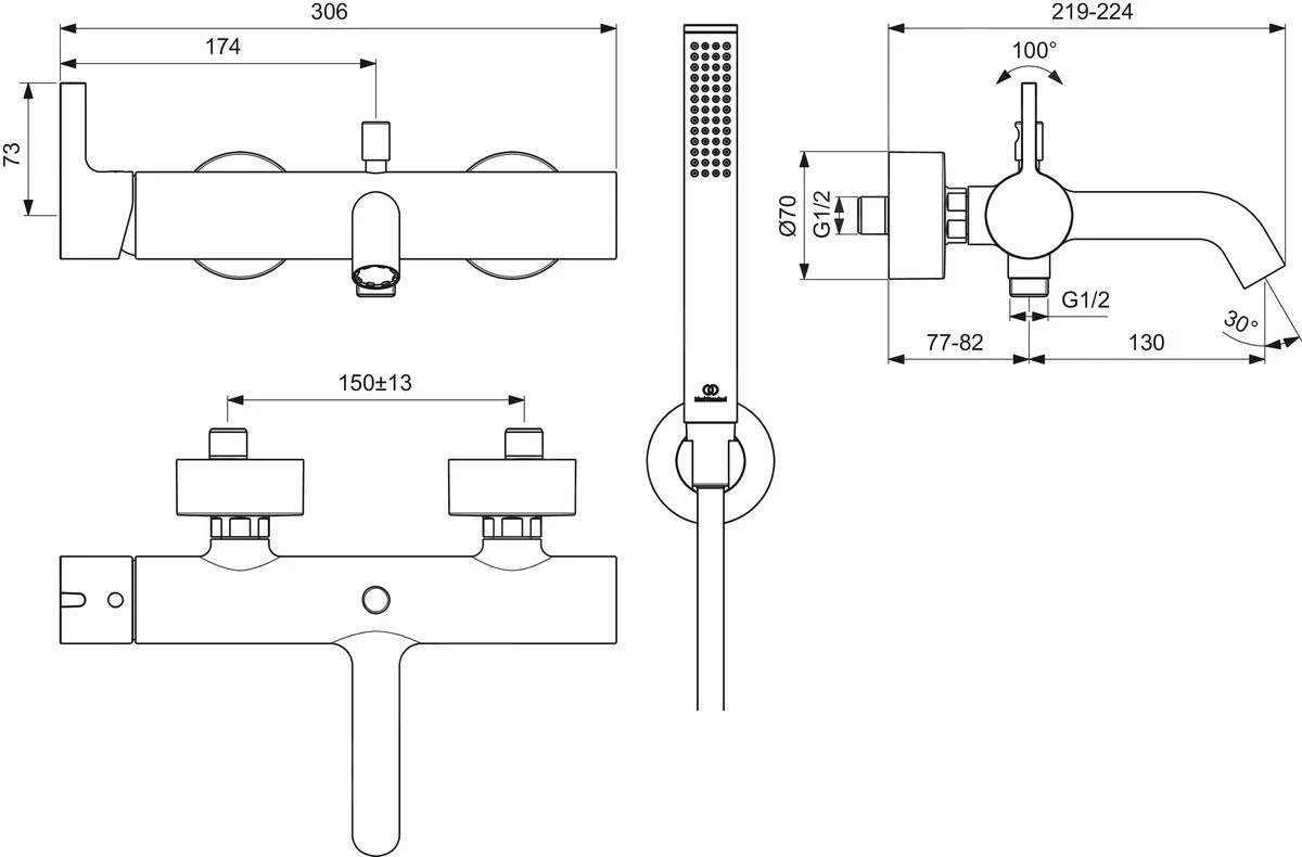 Ideal Standard Joy - Badkraan Met Accessoires, Magnetic Grey BC787A5 4 Ideal Standard Joy - Badkraan Met Accessoires, Magnetic Grey BC787A5 - Afbeelding 2
