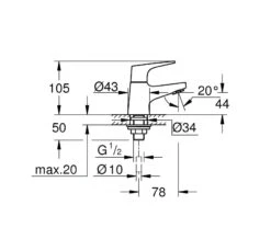 Grohe BauFlow - Fonteinkraan, Chroom 20575000 -AquaKranen Verkoop 4beba0d48008ac57cb4d6128