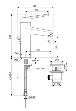 Ideal Standard Ceraplus II - Wastafelkraan Grande Met Afvoer, Chroom BC099AA -AquaKranen Verkoop 526a60fd816644062137b4d8