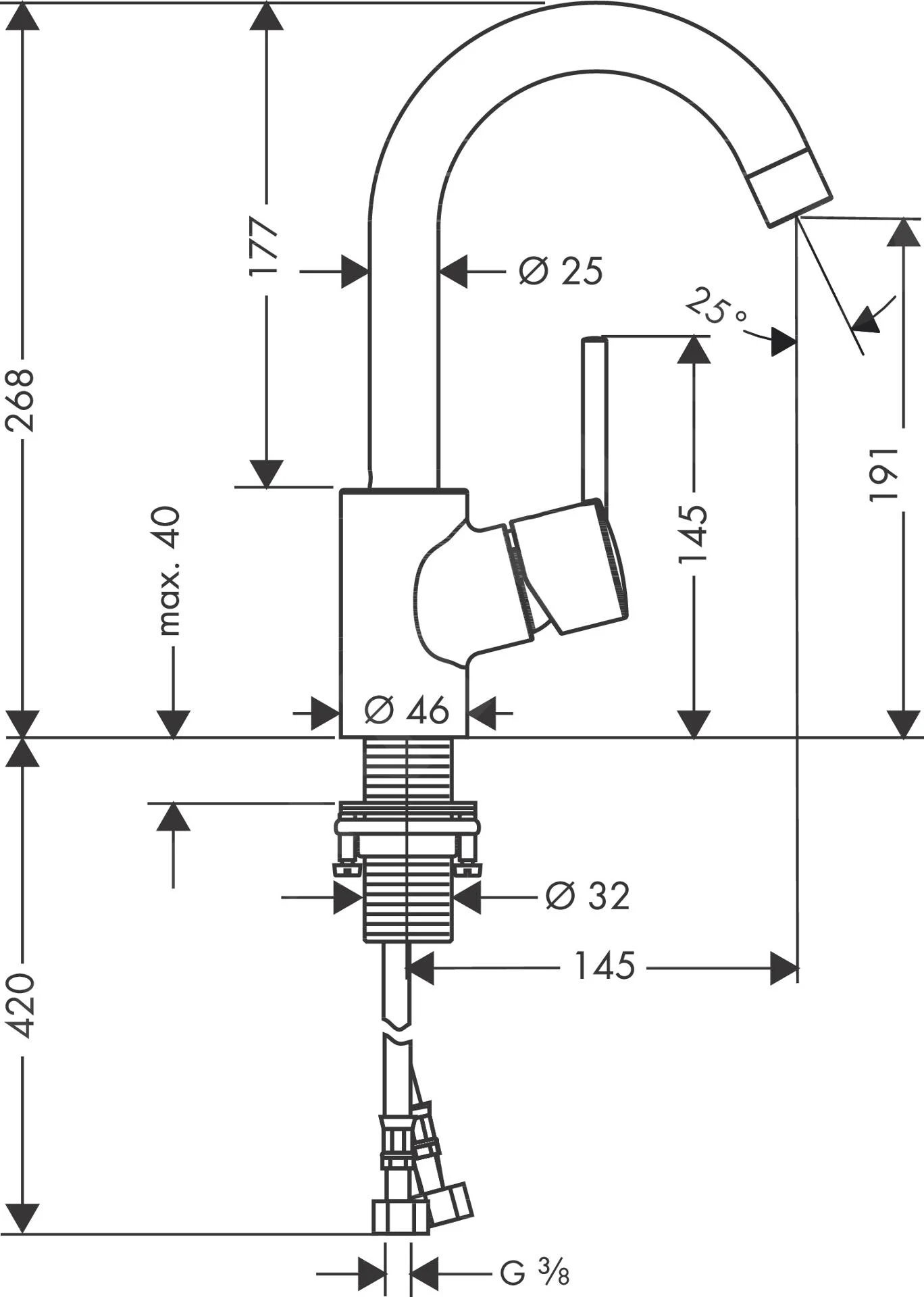 Hansgrohe Talis S - Wastafelkraan Met Afvoer En Draaibare Uitloop, Chroom 32070000 4 Hansgrohe Talis S - Wastafelkraan Met Afvoer En Draaibare Uitloop, Chroom 32070000 - Afbeelding 2