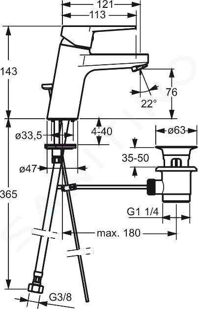 Hansa Twist - Wastafelkraan Met Waste, Chroom 09092283 4 Hansa Twist - Wastafelkraan Met Waste, Chroom 09092283 - Afbeelding 2