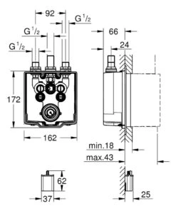 Grohe Inbouwdelen - Inbouwbox Voor Elektronische Douchemengkraan 36458000 -AquaKranen Verkoop 5c30df00584e28556b7292aa