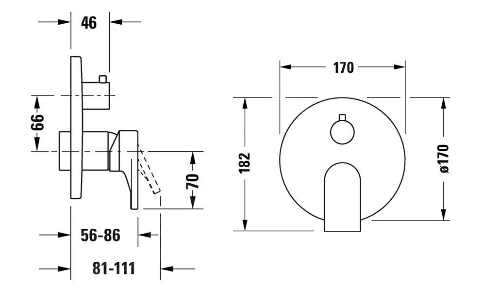 Duravit Tulum - Inbouw Douchekraan, Voor 2 Functies, Chroom TU4210012010 4 Duravit Tulum - Inbouw Douchekraan, Voor 2 Functies, Chroom TU4210012010 - Afbeelding 2