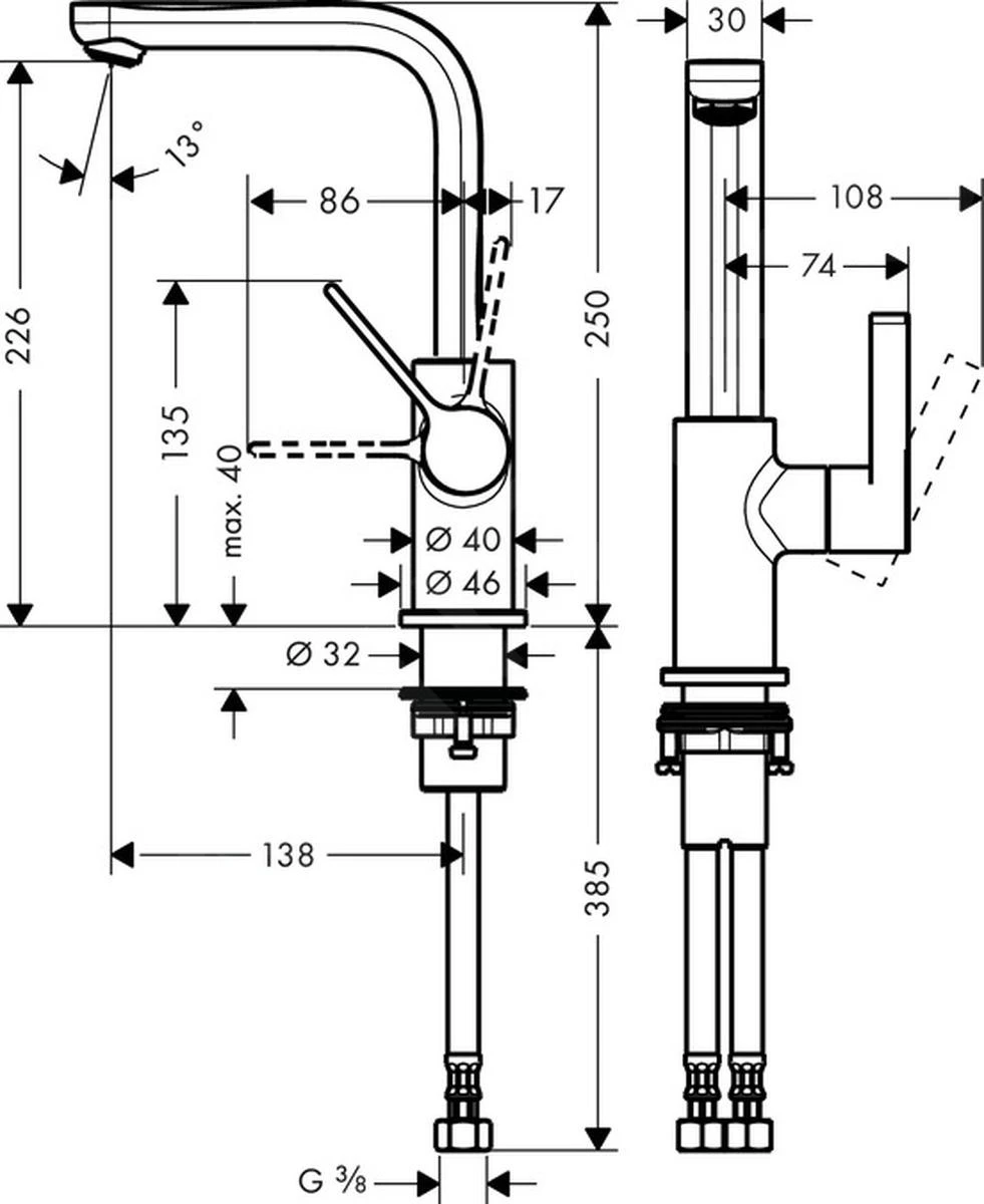 Hansgrohe Metris S - Wastafelkraan Met Draaibare Uitloop En Push-Open Afvoergarnituur, Chroom 31161000 4 Hansgrohe Metris S - Wastafelkraan Met Draaibare Uitloop En Push-Open Afvoergarnituur, Chroom 31161000 - Afbeelding 2