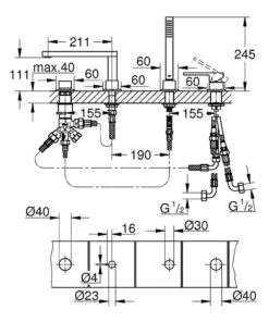 Grohe Plus - 4-gats Badrandcombinatie, Chroom 29307003 -AquaKranen Verkoop 69886986707e865b07986495