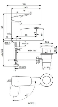 Ideal Standard CeraPlan - Wastafelkraan Piccolo Met Waste, BlueStart, Chroom BD203AA -AquaKranen Verkoop 7923bf1acc1377e24b0d2111