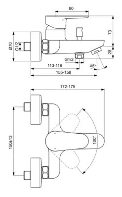 Ideal Standard Cerafine O - Opbouw Badkraan, Chroom BC500AA -AquaKranen Verkoop 79887f39d11109c3555d0a42
