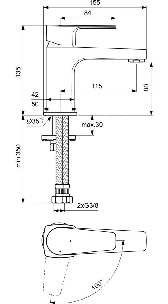 Ideal Standard Cerafine D - Wastafelkraan, BlueStart, Chroom BC683AA 4 Ideal Standard Cerafine D - Wastafelkraan, BlueStart, Chroom BC683AA - Afbeelding 2