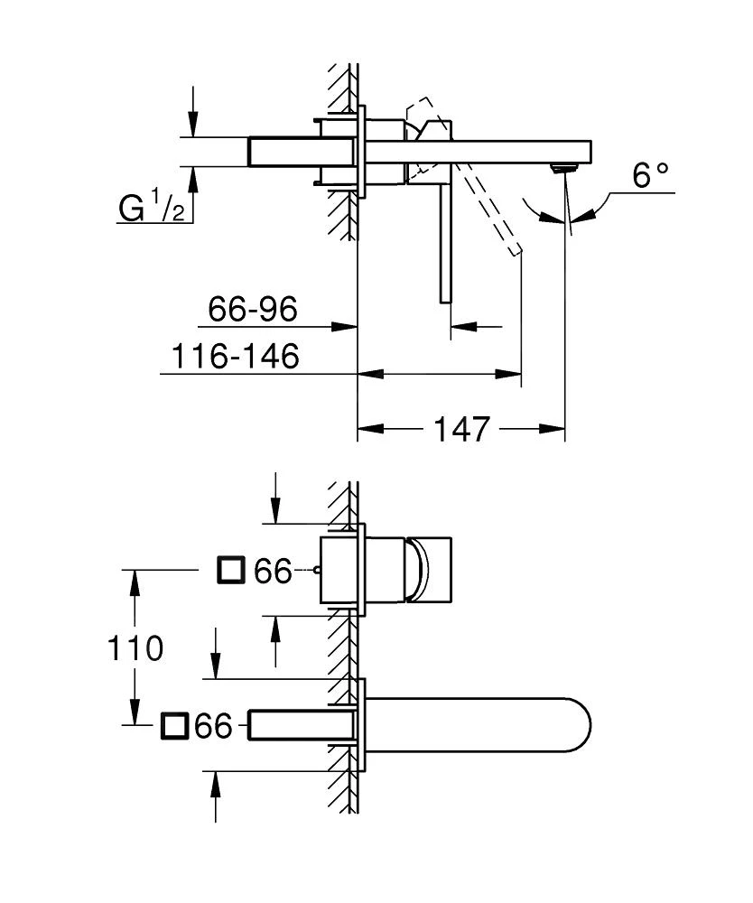 Grohe Plus - Inbouw Wastafelkraan, 2-gats Installatie, Geborsteld Hard Graphite 29303AL3 4 Grohe Plus - Inbouw Wastafelkraan, 2-gats Installatie, Geborsteld Hard Graphite 29303AL3 - Afbeelding 2