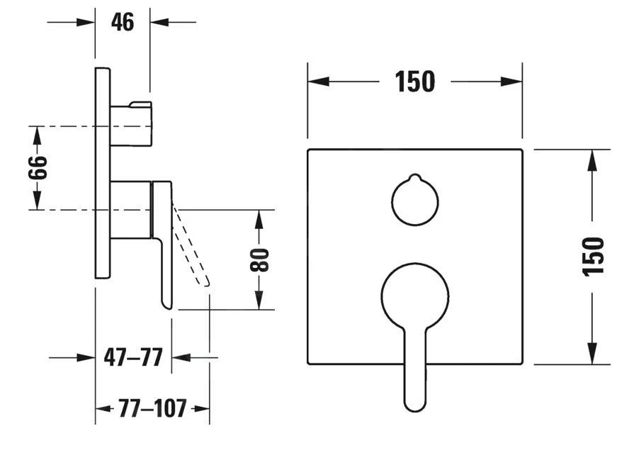 Duravit C.1 - Inbouw Thermostatische Badkraan, Voor 2 Functies, Chroom C15210011010 4 Duravit C.1 - Inbouw Thermostatische Badkraan, Voor 2 Functies, Chroom C15210011010 - Afbeelding 2