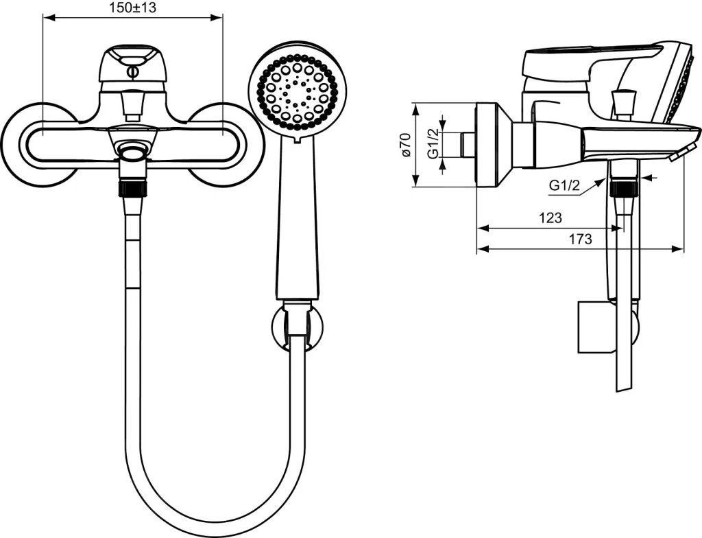 Ideal Standard CeraMix Blue - Badkraan, Met Accessoires, Chroom B9491AA 4 Ideal Standard CeraMix Blue - Badkraan, Met Accessoires, Chroom B9491AA - Afbeelding 2