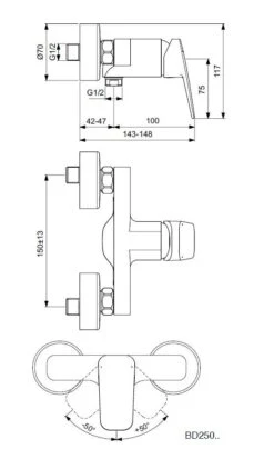 Ideal Standard CeraPlan - Douchekraan Wandmontage, Chroom BD250AA -AquaKranen Verkoop 883362c3599aa806be3d4690