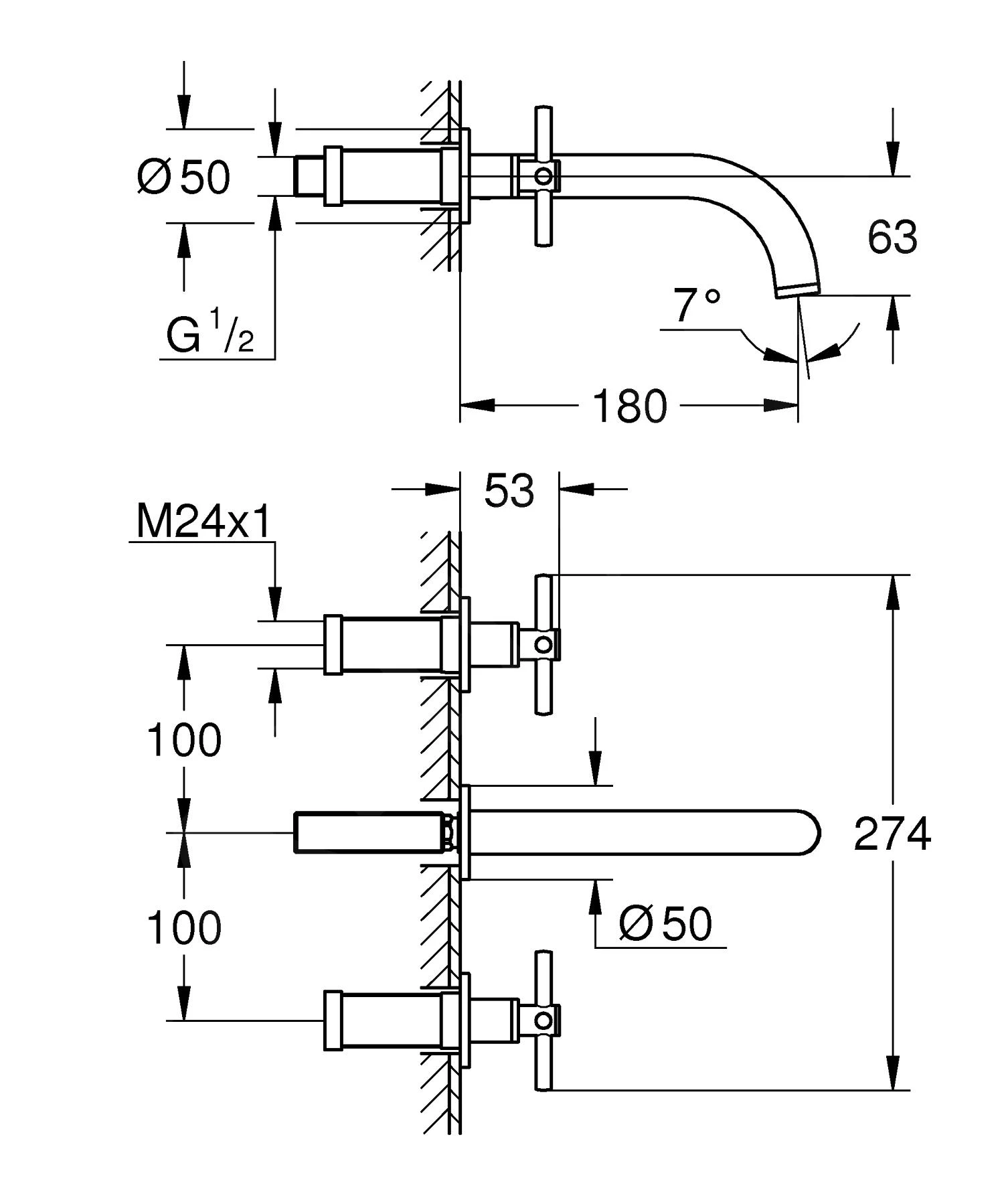 Grohe Atrio - Inbouw Wastafelkraan, 3-gats Installatie, Supersteel 20164DC3 4 Grohe Atrio - Inbouw Wastafelkraan, 3-gats Installatie, Supersteel 20164DC3 - Afbeelding 2