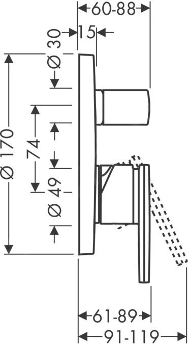 Axor Citterio - Afdekset Badkraan, Chroom 39455000 4 Axor Citterio - Afdekset Badkraan, Chroom 39455000 - Afbeelding 2