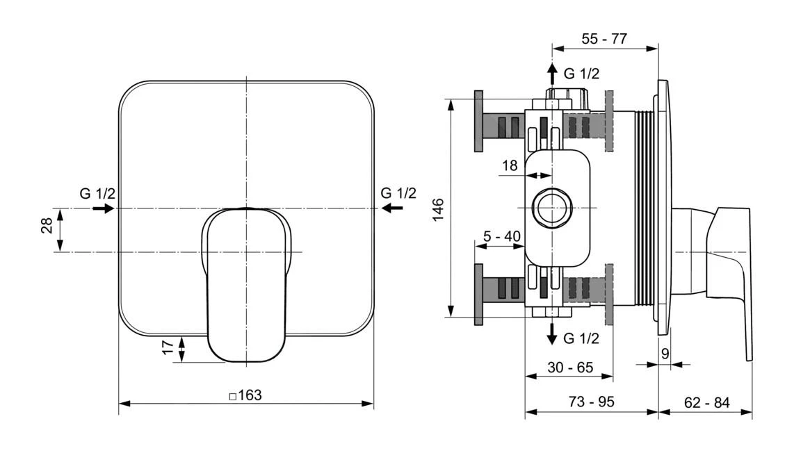 Ideal Standard Tonic II - Inbouw Douchekraan, Chroom A6339AA 4 Ideal Standard Tonic II - Inbouw Douchekraan, Chroom A6339AA - Afbeelding 2