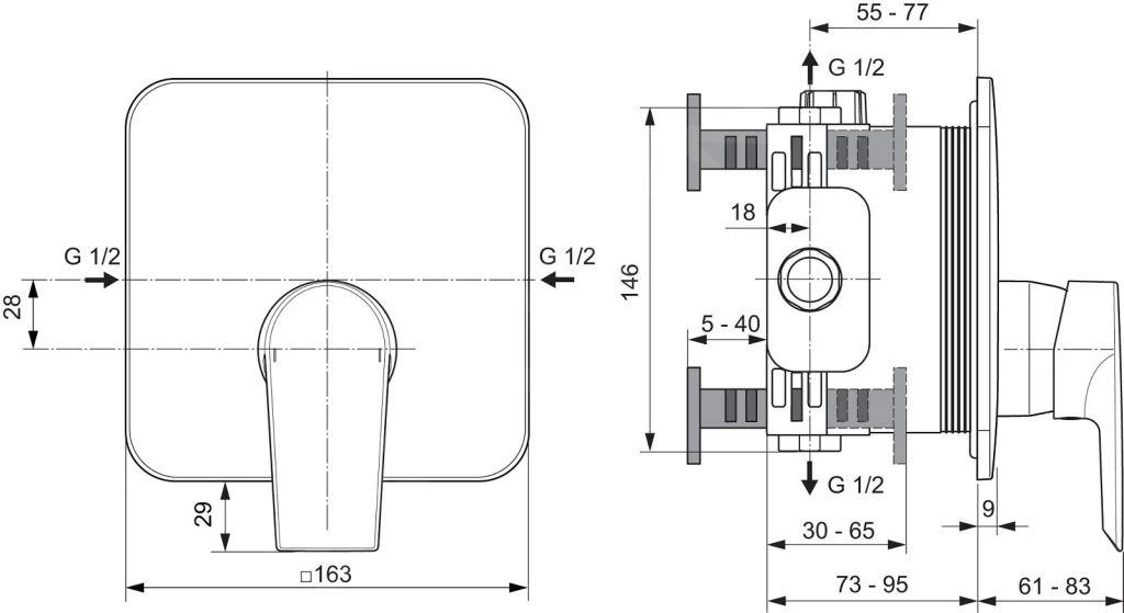 Ideal Standard Tesi - Afdekset Voor Douchekraan, Chroom A6585AA 4 Ideal Standard Tesi - Afdekset Voor Douchekraan, Chroom A6585AA - Afbeelding 2