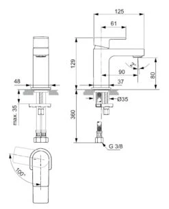 Ideal Standard Edge - Wastafelkraan Slim Piccolo, BlueStart, Chroom A7268AA -AquaKranen Verkoop a29849b58e62fe4a7095c51c