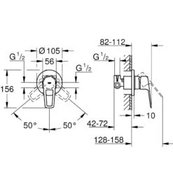 Grohe BauLoop - Inbouw Douchekraan, Met Inbouwdeel, Chroom 29042001 -AquaKranen Verkoop b28fefc663ff4506fecc0591