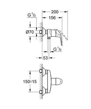 Grohe Euroeco - Opbouw Douchekraan, Chroom 32740000 4 Grohe Euroeco - Opbouw Douchekraan, Chroom 32740000 - Afbeelding 2