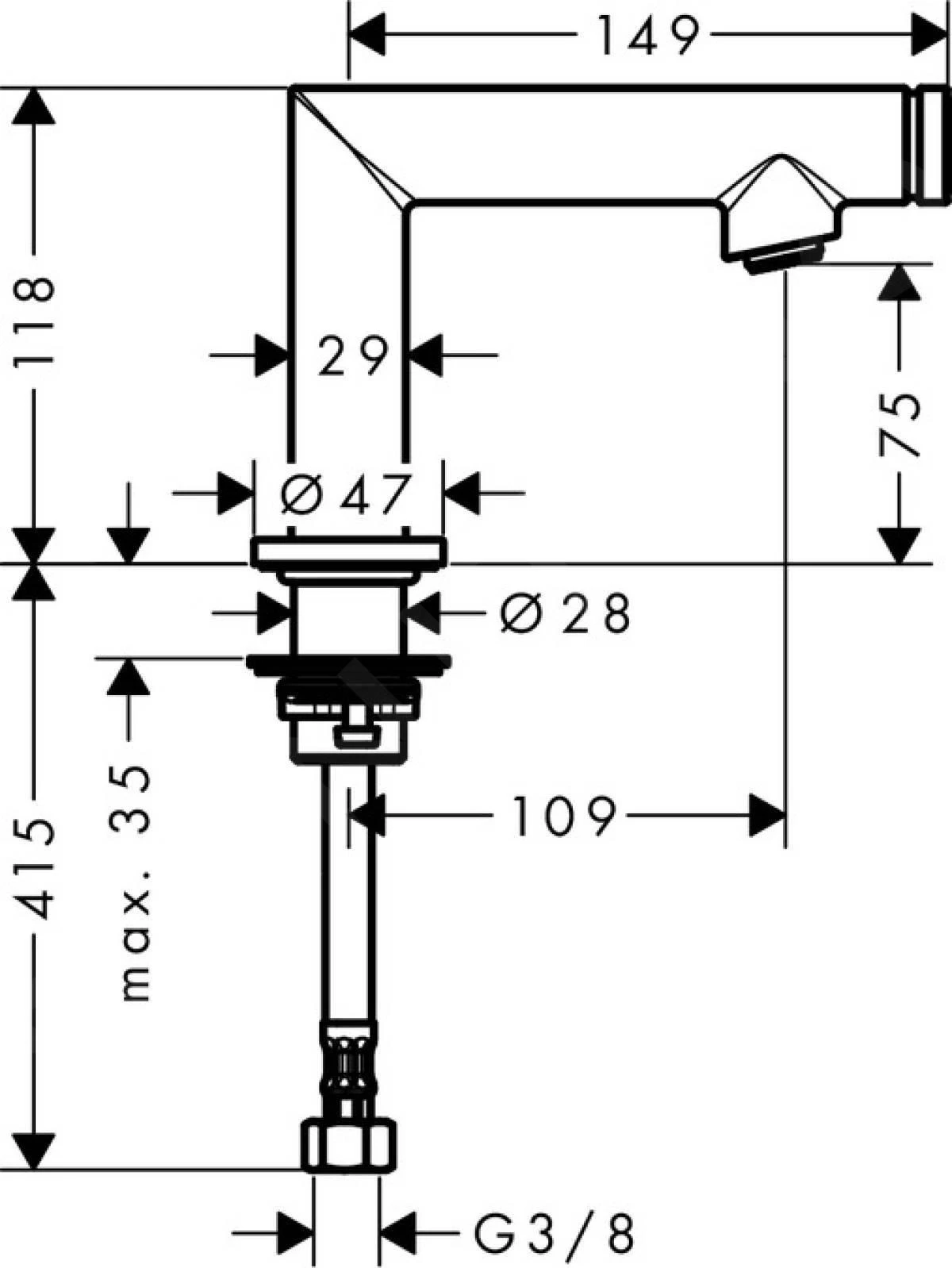 Axor Uno - Select Fonteinkraan, Geborsteld Nikkel 45130820 4 Axor Uno - Select Fonteinkraan, Geborsteld Nikkel 45130820 - Afbeelding 2