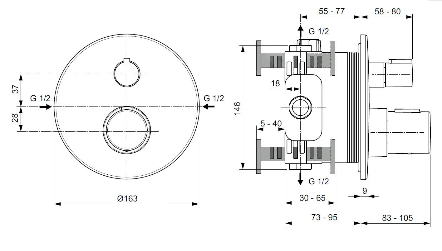 Ideal Standard CeraTherm - Inbouw Thermostatische Douchekraan, Chroom A5813AA 4 Ideal Standard CeraTherm - Inbouw Thermostatische Douchekraan, Chroom A5813AA - Afbeelding 2