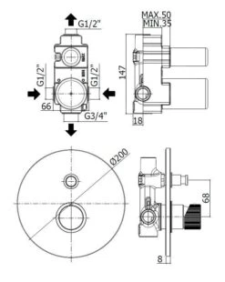 Paffoni Jo - Inbouwkraan Incl. Inbouwdeel, Voor 2 Uitgangen, Chroom JO015CR -AquaKranen Verkoop c5caae68949b5bf11f5488c3