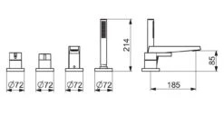 Hansa Loft - Badrandkraan, 4-gats Installatie, Chroom 57752473 -AquaKranen Verkoop cec27ab59e5067d61f62b5f4