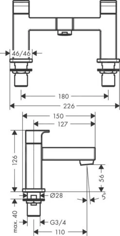 Hansgrohe Vernis Shape - Badrandkraan, 2-gats, Chroom 71452000 -AquaKranen Verkoop cf101d4a01fbac3beb71dae8